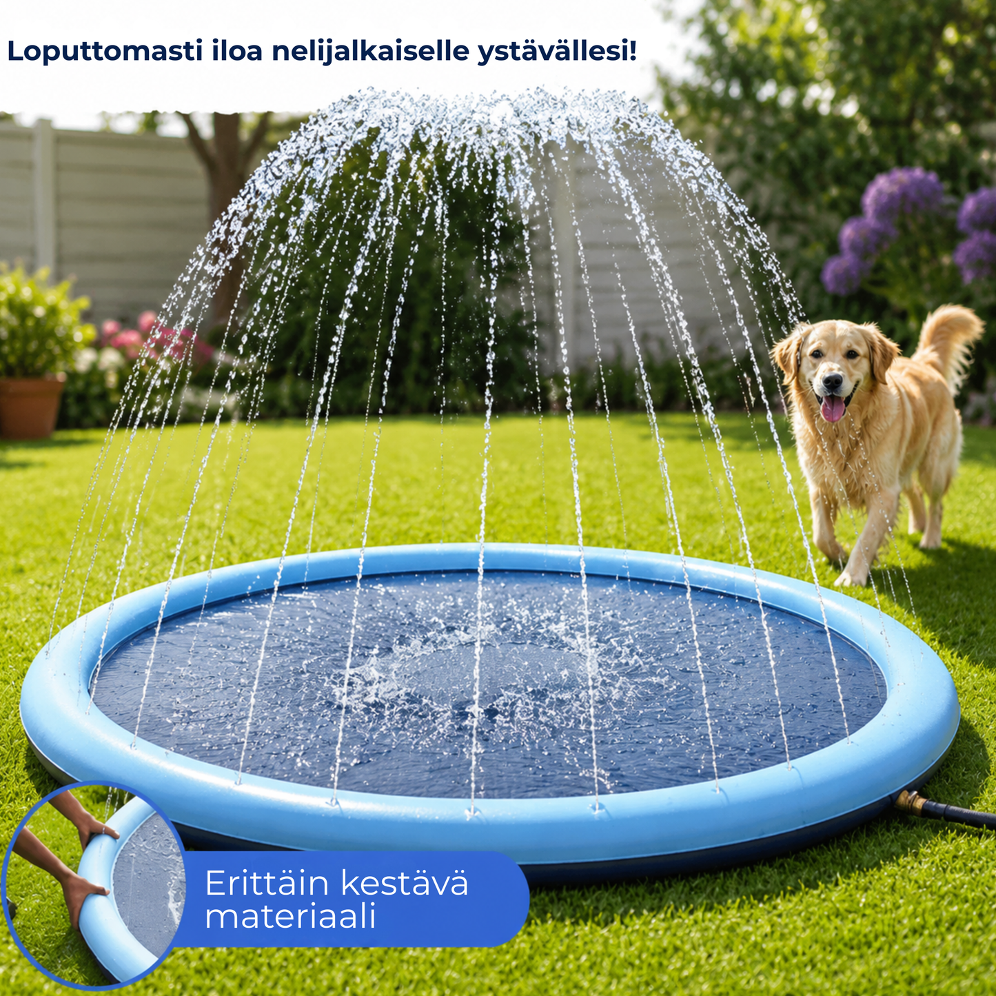 SplashPlay™ | Pidä koirasi viileänä kuumina kesäpäivinä – ilman suurta uima-allasta tai sotkua.