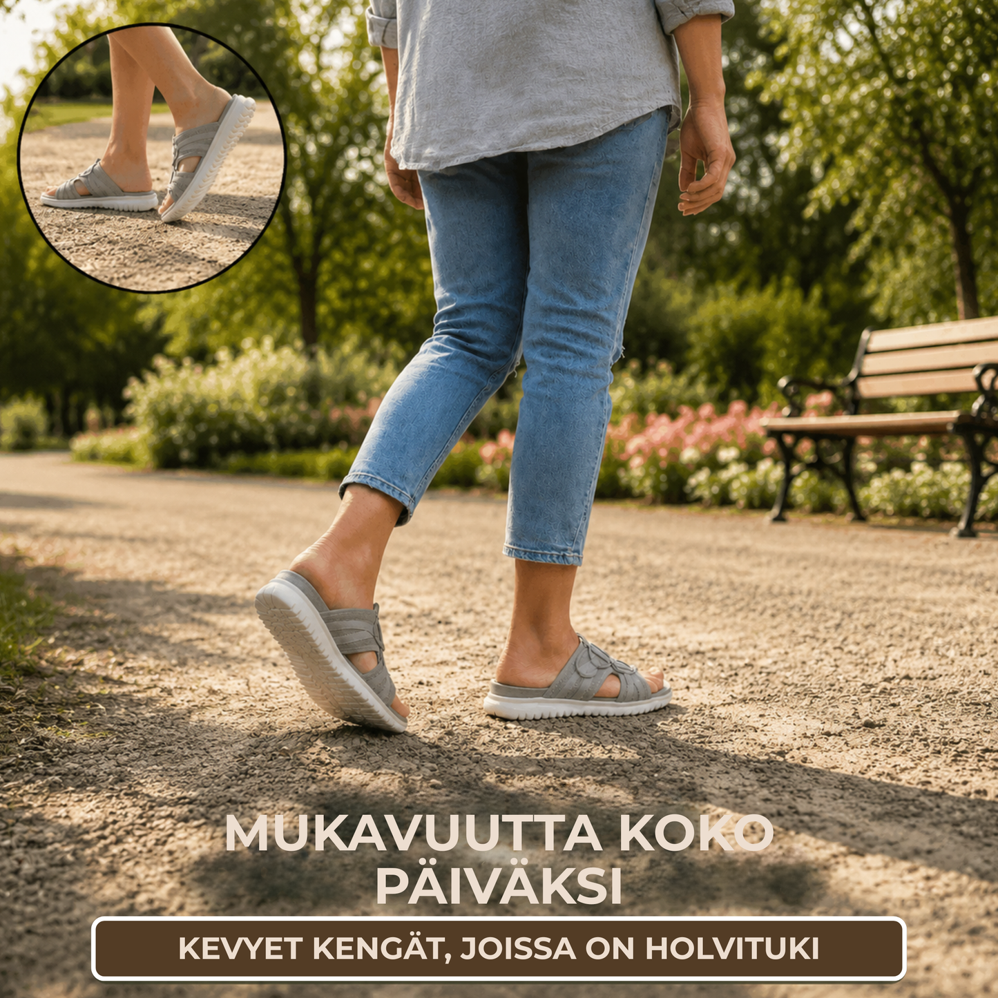 GentleStride™ | Mukavat tossut leveille ja herkille jaloille