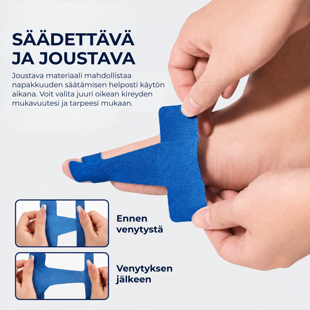 AlignTape™ | Valmiiksi leikattu elastinen kinesioteippi hallux valgus -tukeen