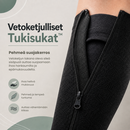 Vetoketjulliset Tukisukat™ | Helpompi tapa tukea väsyneitä jalkoja