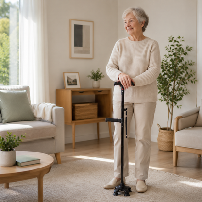 SeisomaApu™ | Taitettava Tukikeppi Lisäkahvalla