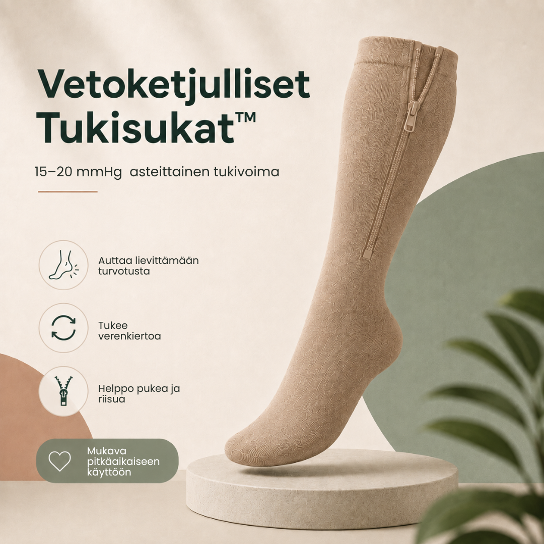 Vetoketjulliset Tukisukat™ | Helpompi tapa tukea väsyneitä jalkoja