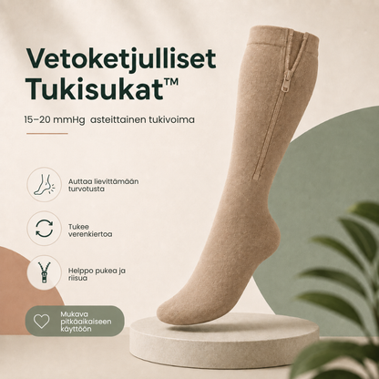 Vetoketjulliset Tukisukat™ | Helpompi tapa tukea väsyneitä jalkoja