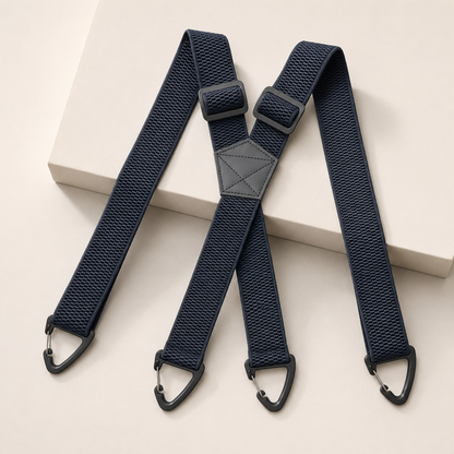 GripSuspenders™ | Justerbare seler med krokfester som holder buksene på plass hele dagenön ja vapaa-aikaan