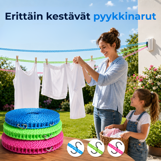 PyykkiPito™ | Tuulenpitävä ja liukumaton pyykkinaru