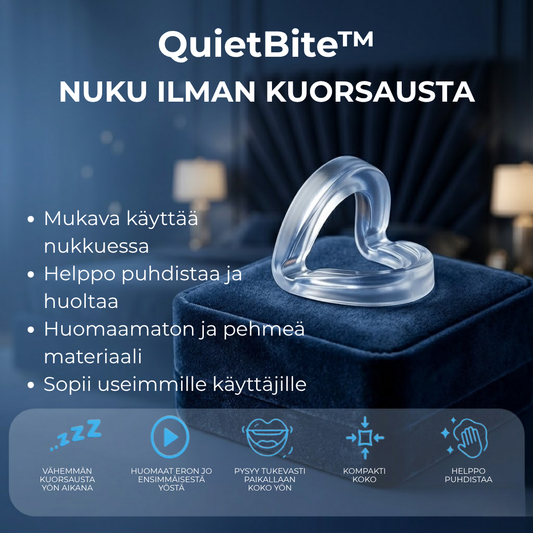 QuietBite™ | Kuorsausta ehkäisevä suukappale Toimii ensimmäisestä yöstä lähtien