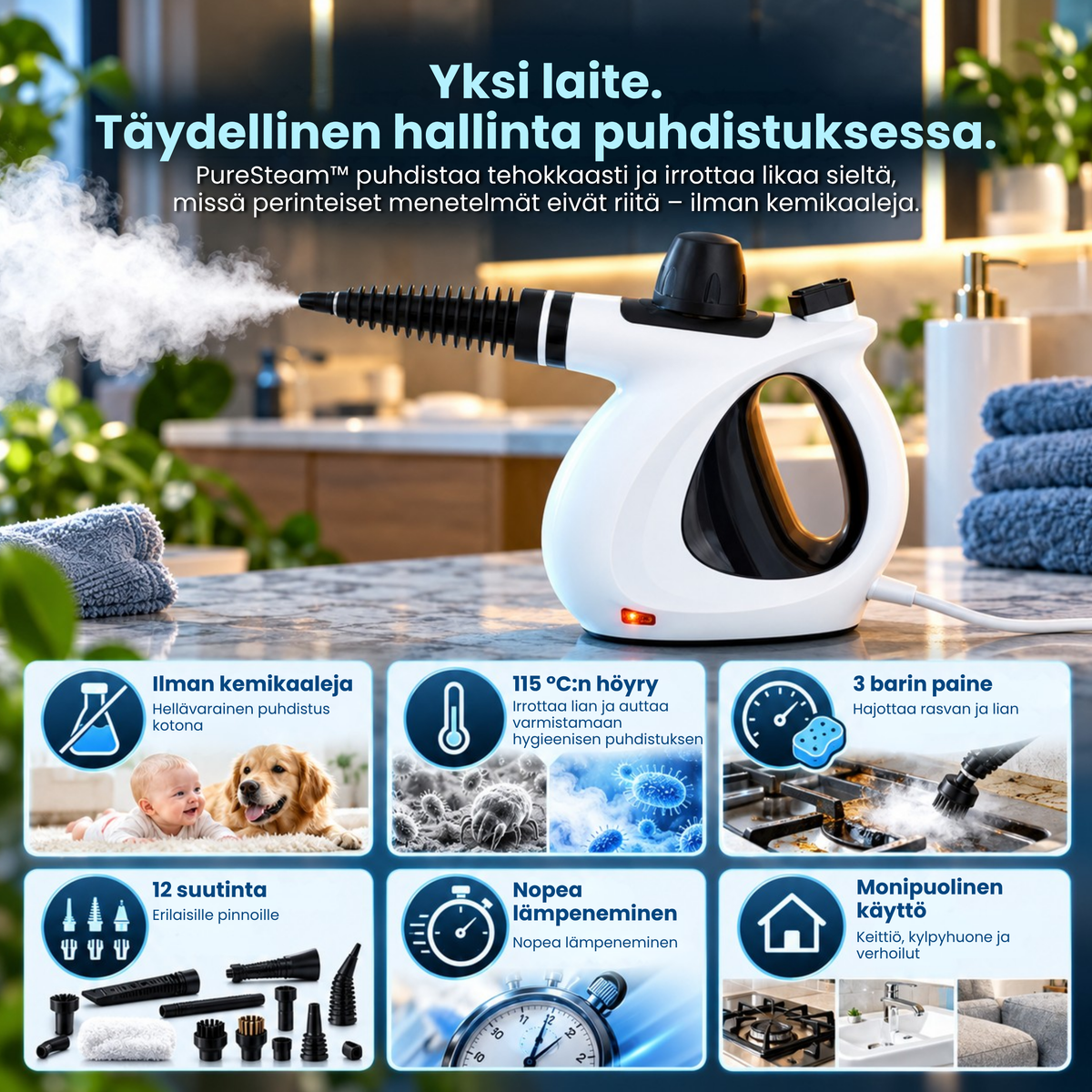PureSteam™ | Pinttynyt lika irti kuumalla painehöyryllä