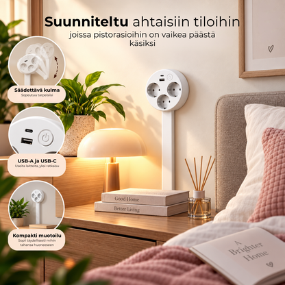 PlugFlex™ | Pistorasia ulottuville ilman huonekalujen siirtelyä