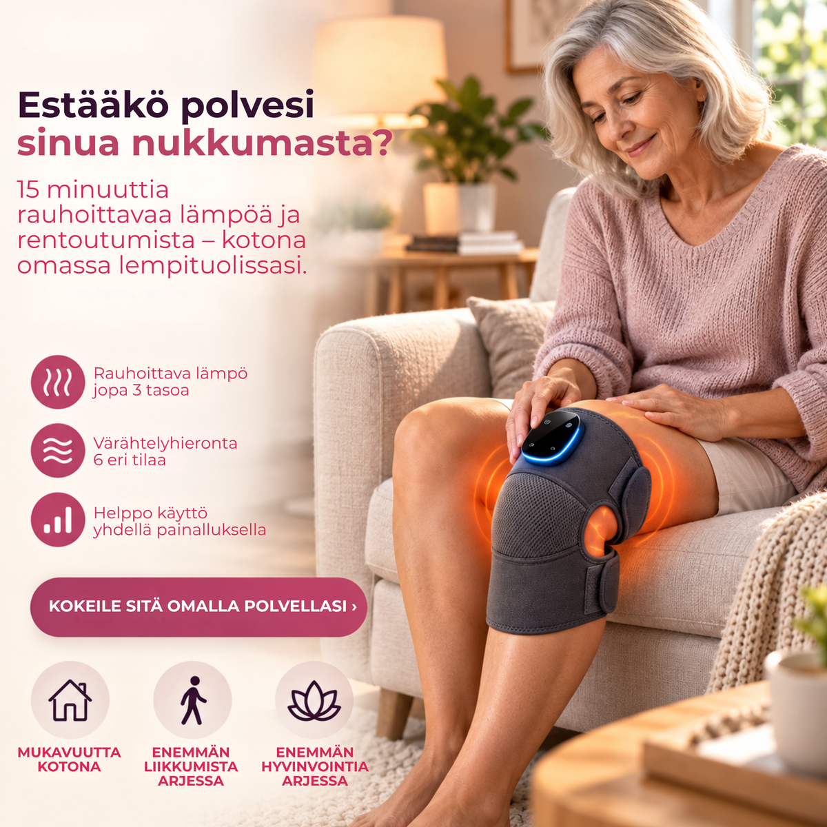 KneeComfort™ | Arjen helpotus jäykille ja väsyneille polville