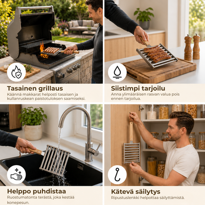 GrillGrep™ | Grillaa makkarat tasaisesti ja helposti – joka kerta!