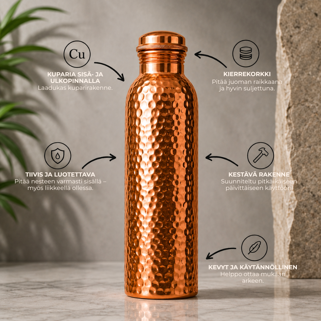 Avara Copper™ | Luonnollisesti puhdistettu vesi, ilman muovia.
