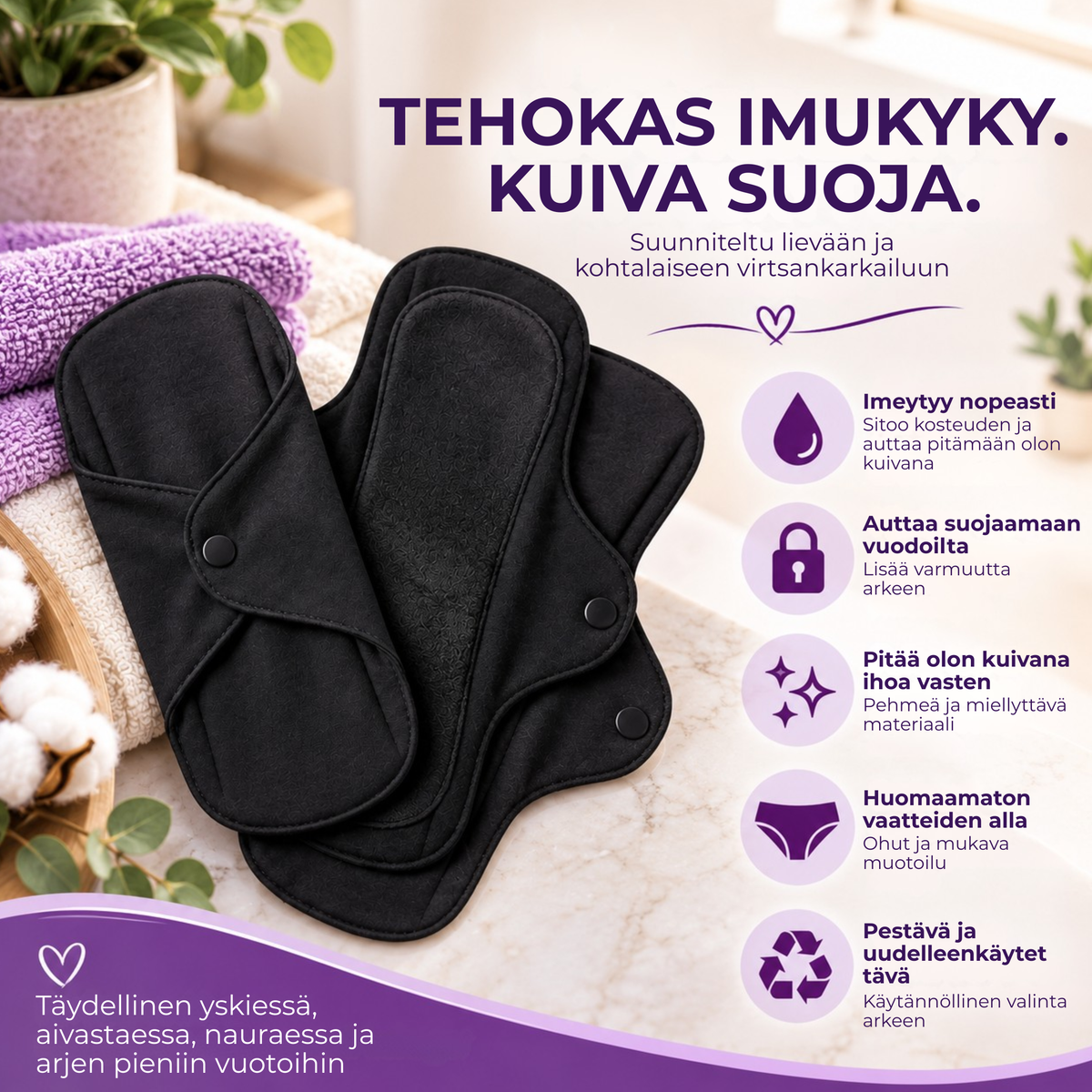 SanaPad™ | Huomaamatonta suojaa pieniin vuotoihin