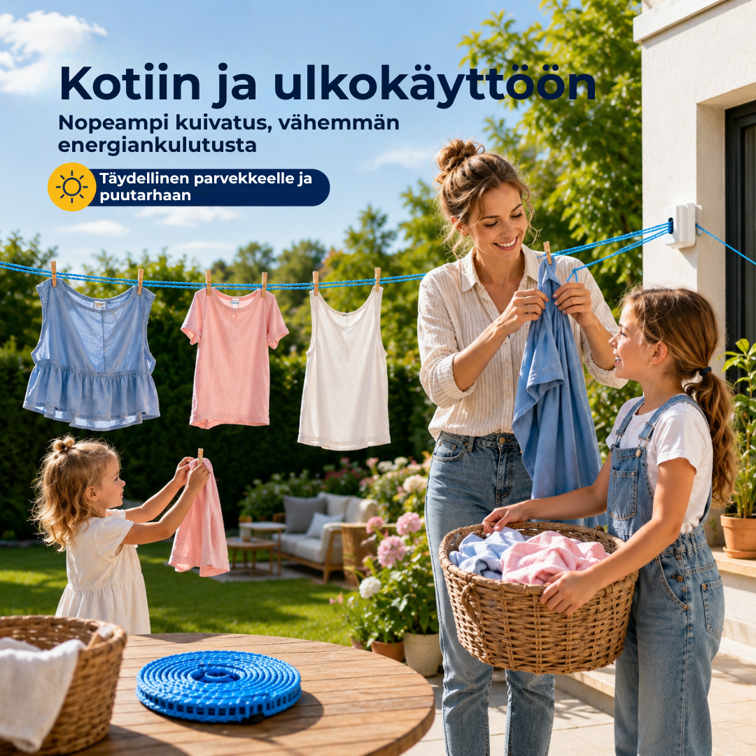 PyykkiPito™ | Tuulenpitävä ja liukumaton pyykkinaru