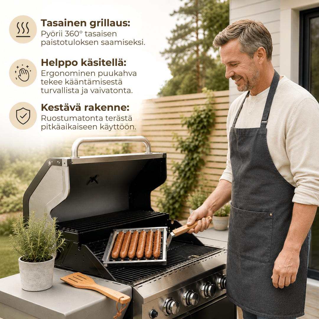 GrillGrep™ | Grillaa makkarat tasaisesti ja helposti – joka kerta!