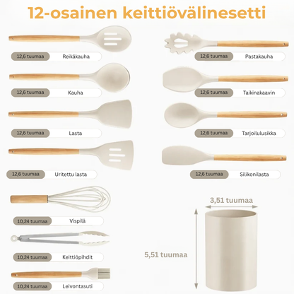 KeittiöPro™ Silikonisetti | 12-osainen silikoninen keittiövälinesetti