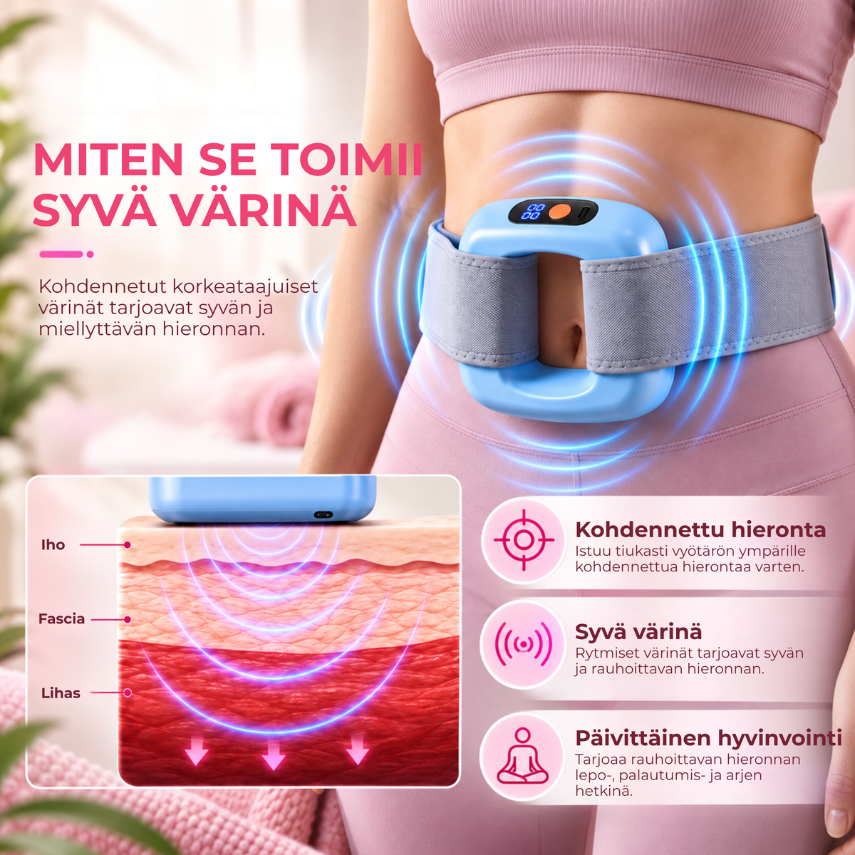 PulseBelt™ | Rentouta vatsan alue ilman ylimääräistä vaivaa