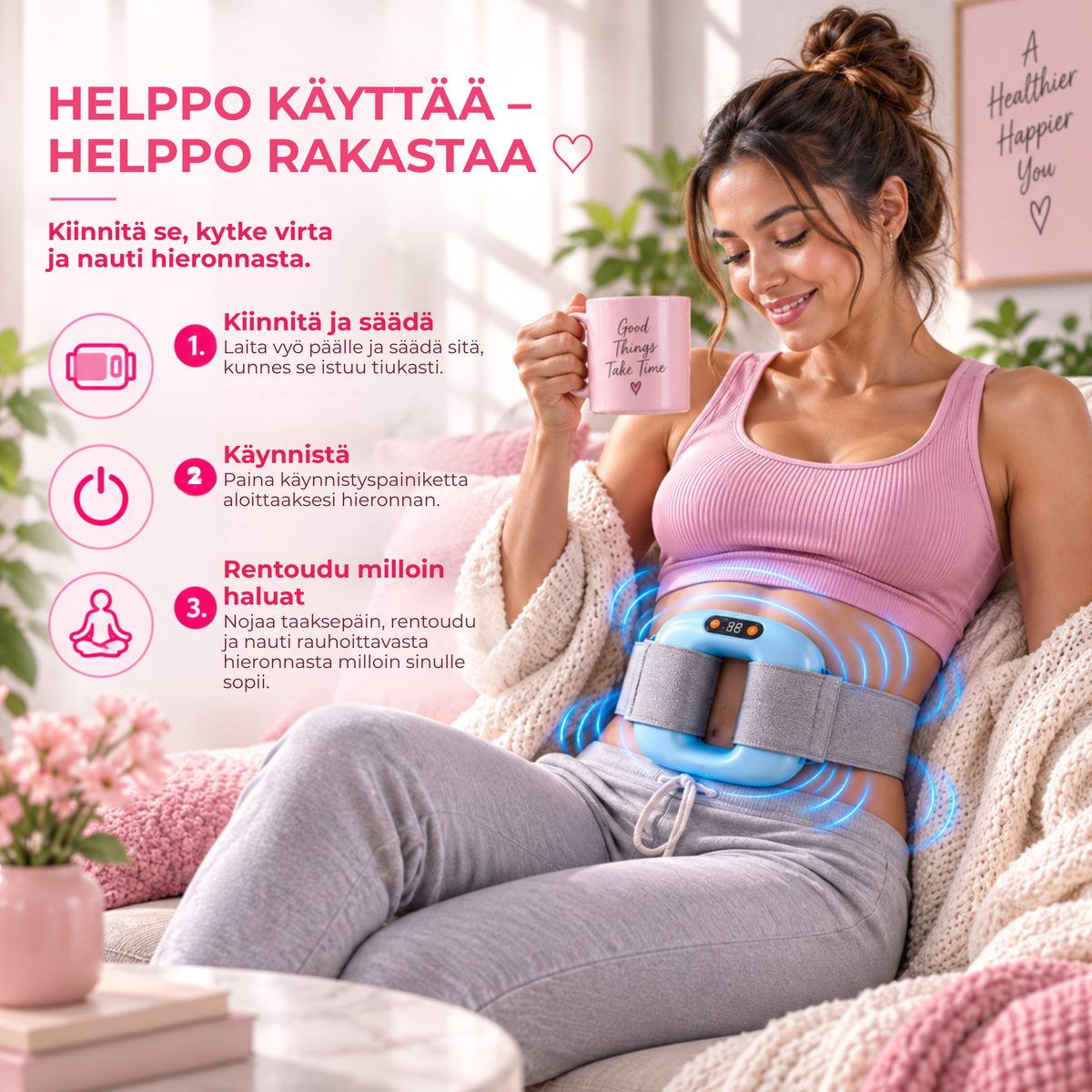 PulseBelt™ | Rentouta vatsan alue ilman ylimääräistä vaivaa