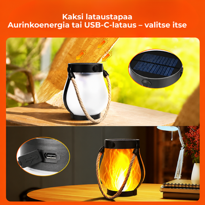 EmberGlow™ | Aurinkokäyttöinen lyhty aidolla liekkiefektillä