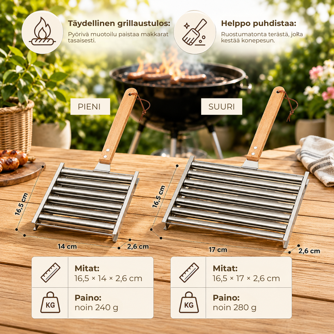 GrillGrep™ | Grillaa makkarat tasaisesti ja helposti – joka kerta!