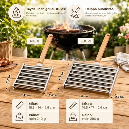 GrillGrep™ | Grillaa makkarat tasaisesti ja helposti – joka kerta!