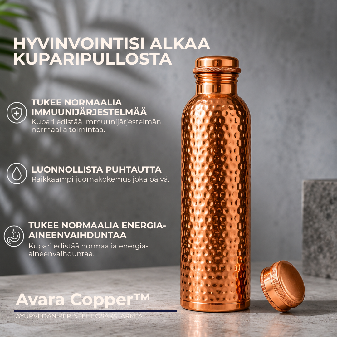 Avara Copper™ | Luonnollisesti puhdistettu vesi, ilman muovia.
