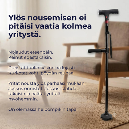 SeisomaApu™ | Taitettava Tukikeppi Lisäkahvalla