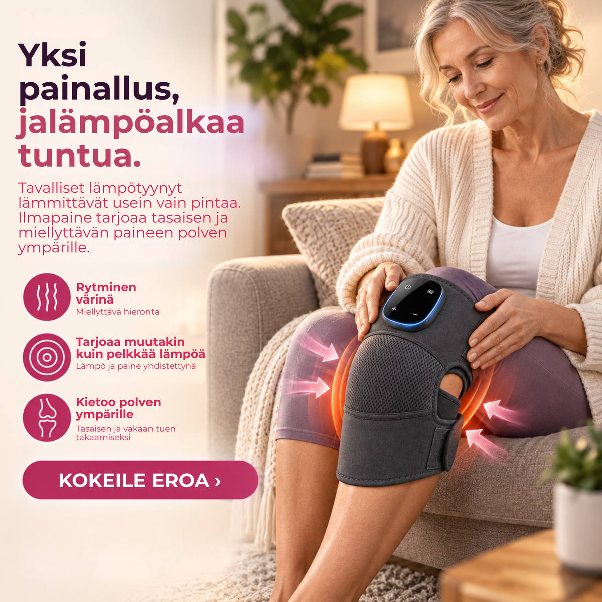 KneeComfort™ | Arjen helpotus jäykille ja väsyneille polville