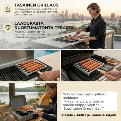 GrillGrep™ | Grillaa makkarat tasaisesti ja helposti – joka kerta!