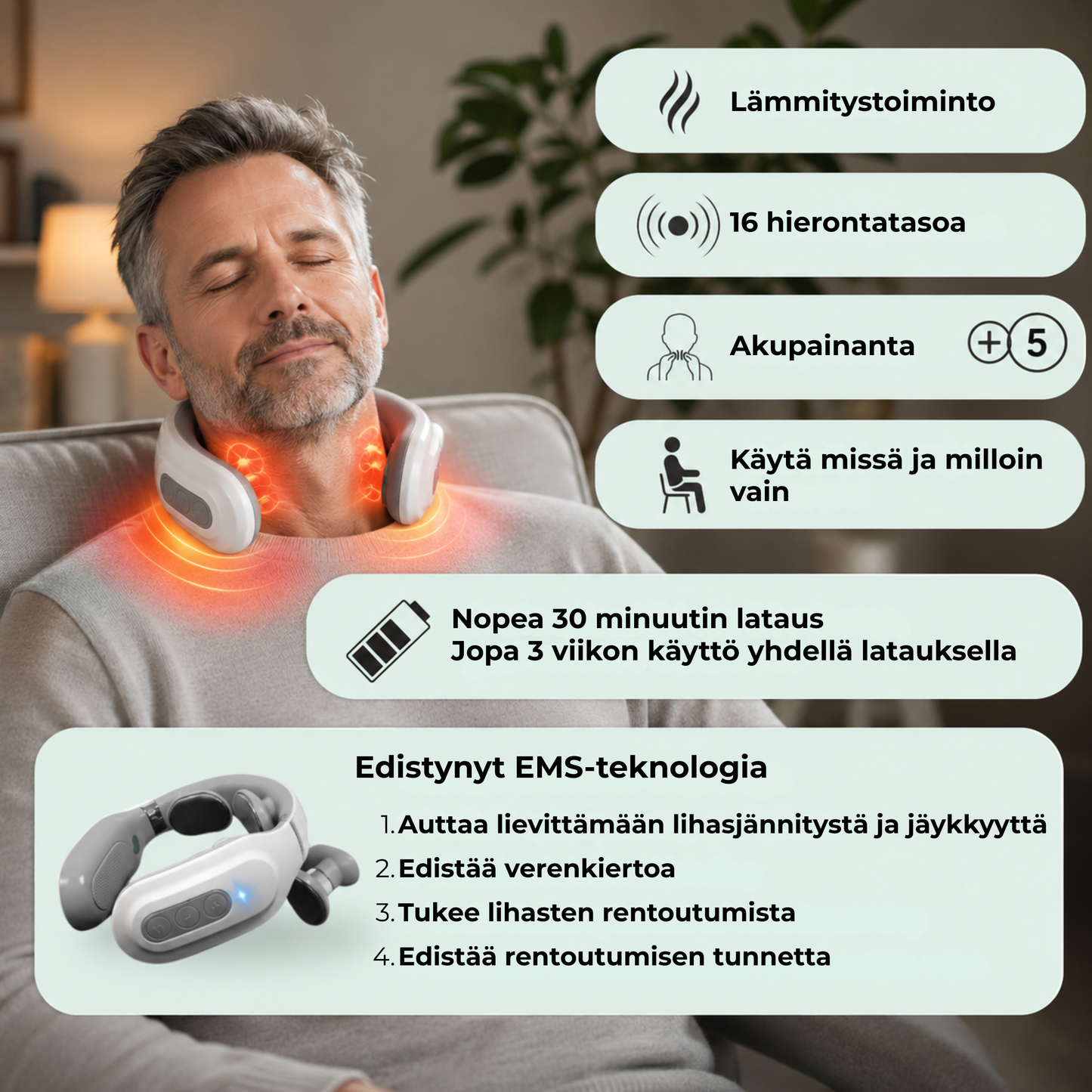 Neckiva™ | Syvää rentoutusta lämmöllä niskalle ja hartioille