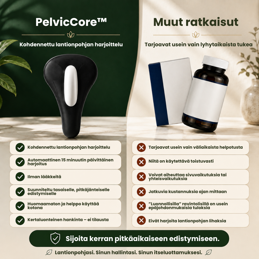 PelvicCore™ | Huomaamattomat lantionpohjan harjoitukset paremman hallinnan saavuttamiseksi