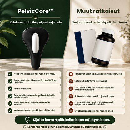 PelvicCore™ | Huomaamattomat lantionpohjan harjoitukset paremman hallinnan saavuttamiseksi