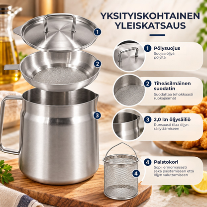 OilPot™ | Kaikki paistoöljyn käsittelyyn yhdessä astiassa