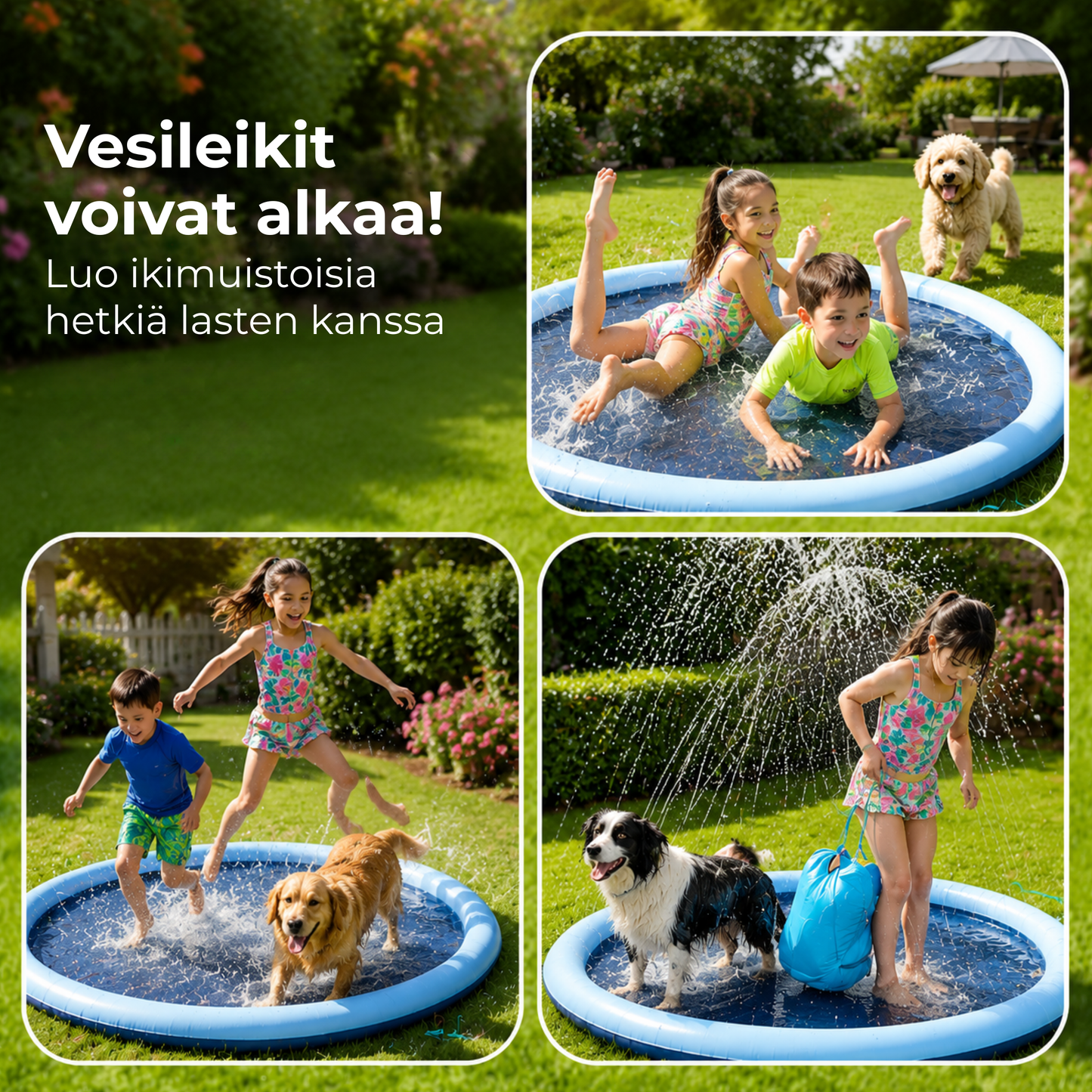 SplashPlay™ | Pidä koirasi viileänä kuumina kesäpäivinä – ilman suurta uima-allasta tai sotkua.