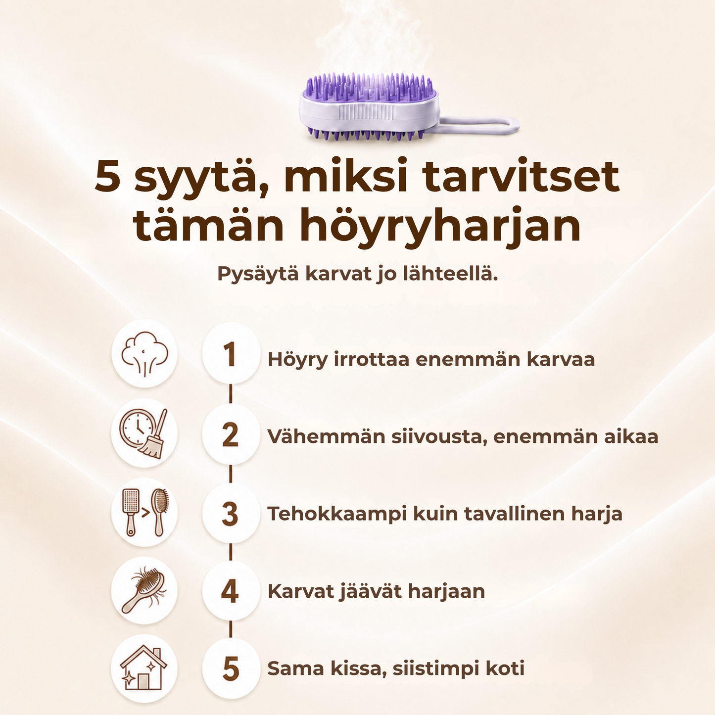 HöyryHarja™ | Kerää irtokarvat ennen kuin ne leviävät kotiin