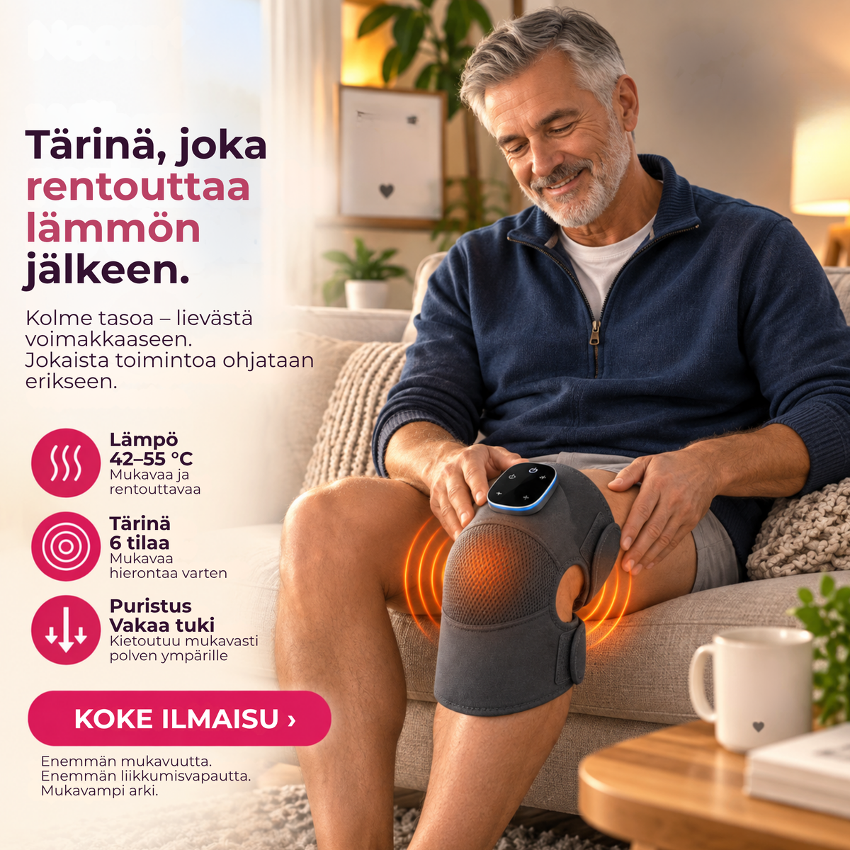 KneeComfort™ | Arjen helpotus jäykille ja väsyneille polville