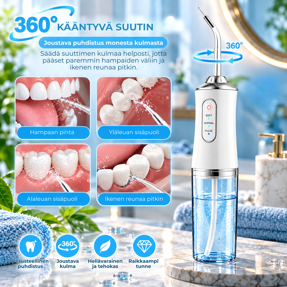 AquaFloss™ | Tehokkaampi puhdistus hampaiden väleihin