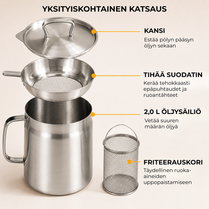 RapeaValmis™ | Säästä rahaa ja hermoja – Suodata ja uusiokäytä paistoöljy ilman sotkua