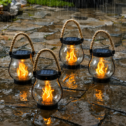 EmberGlow™ | Aurinkokäyttöinen lyhty aidolla liekkiefektillä