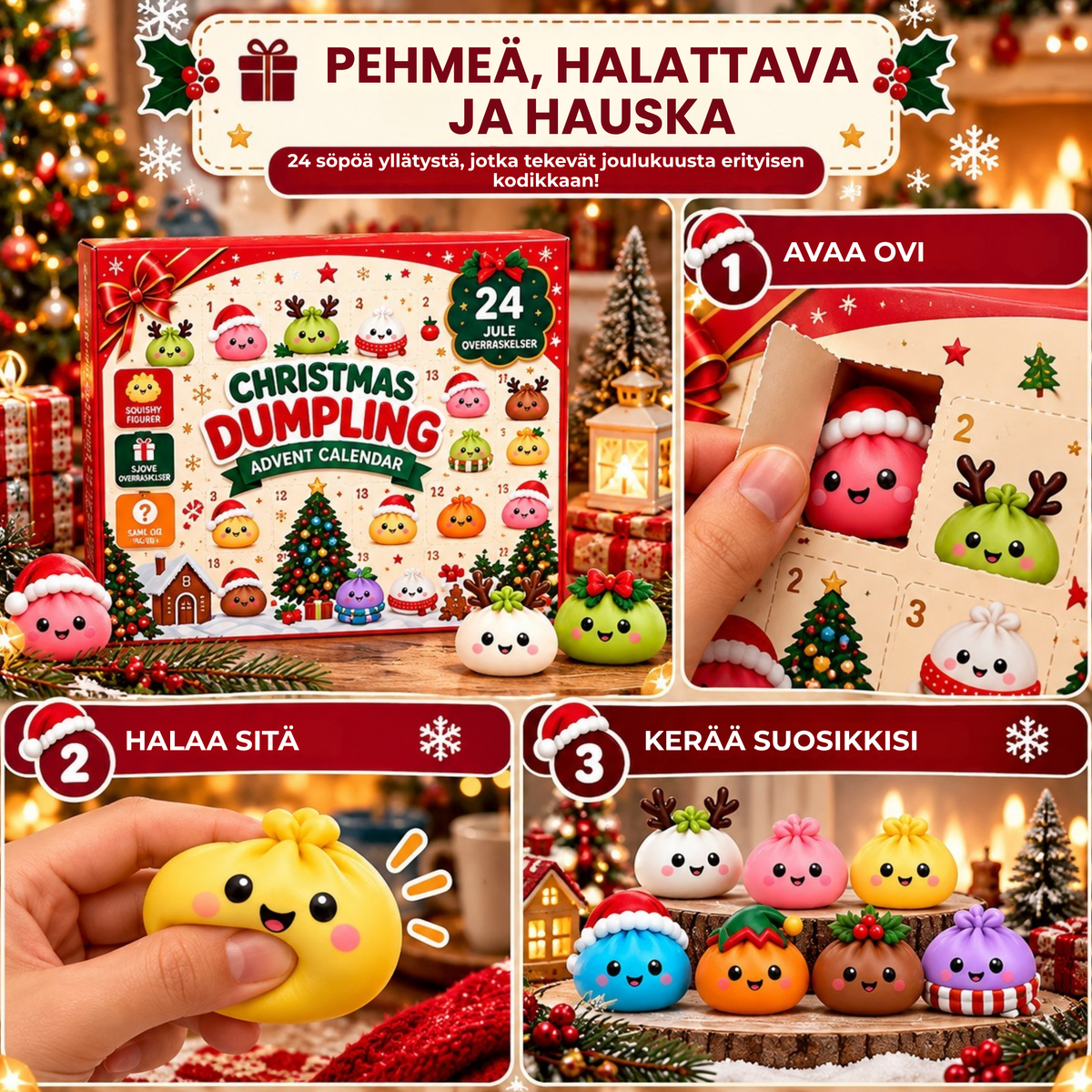 DumplingJoulu™ | Uusi squishy joka päivä jouluun asti