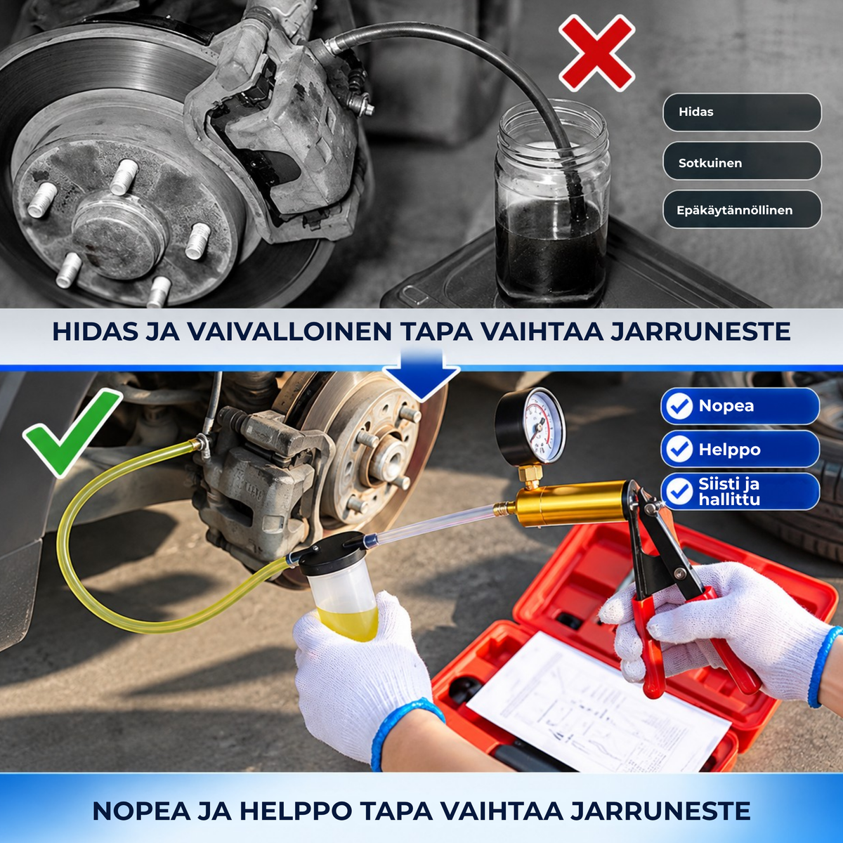 JarruIlmausSetti™ | Helpompi tapa ilmata jarrut ilman apukäsiä