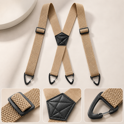 GripSuspenders™ | Justerbare seler med krokfester som holder buksene på plass hele dagenön ja vapaa-aikaan
