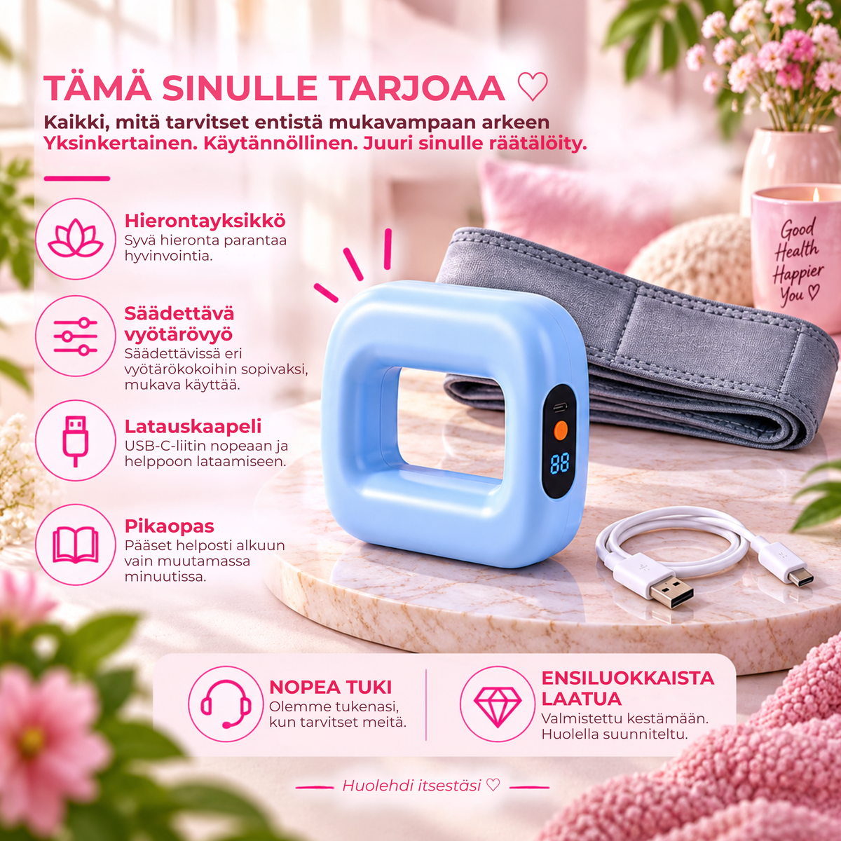PulseBelt™ | Rentouta vatsan alue ilman ylimääräistä vaivaa