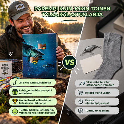 KalastusLahjakalenteri™ | Kalastuslahja, joka ei lopu ensimmäiseen avaukseen