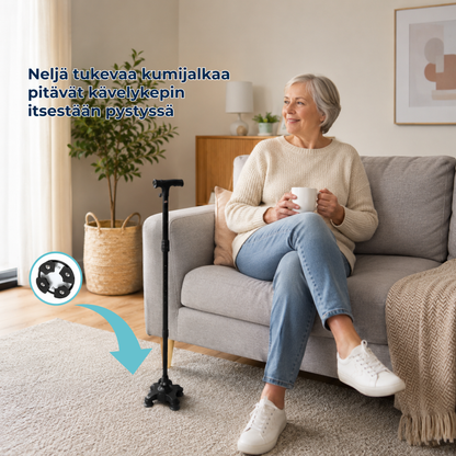 SeisomaApu™ | Taitettava Tukikeppi Lisäkahvalla